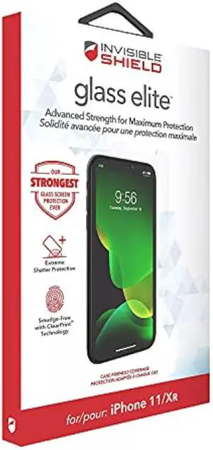 ZAGG InvisibleShield Glass Elite+ Screen Protector for iPhone 11 and iPhone XR  Anti-Microbial Technology, Smudge-Free ClearPrint, Extreme Shatter, Impact and Scratch Protection