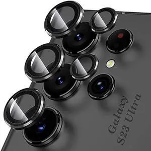 YWXTW for Samsung Galaxy S23 Ultra Camera Lens Protector, Tempered Glass Camera Screen Protector Individual Metal Ring Lens Cover for Galaxy S23 Ultra Accessories, 1 Set