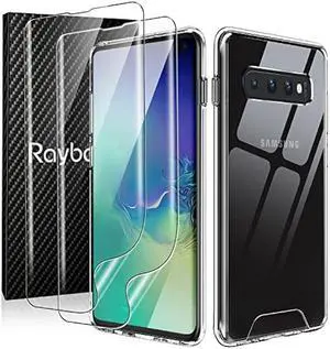 Rayboen for Samsung Galaxy S10 Plus Case with 2X Soft Screen Protector, Crystal Clear Hybrid Designed Protective Shockproof Slim Phone Cover for Galaxy S10+ Plus
