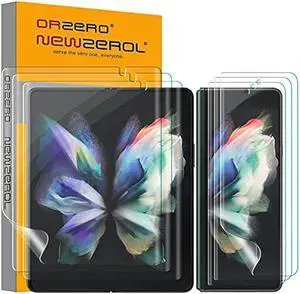 Orzero (3 Sets TPU Screen Protector Compatible for Samsung Galaxy Z Fold 3 5G (Not Glass), with Camera Notch Premium Quality Full Coverage High Definition Bubble-Free