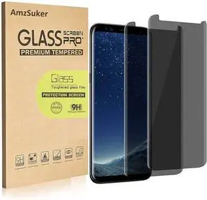 [2 Pack] for Galaxy S8 Plus Privacy Screen Protector, AmzSuker Anti-Spy 3D Curved Tempered Glass [Case Friendly][9H Hardness][Anti-Scratch] Screen Protector for Samsung Galaxy S8 Plus