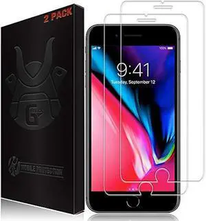 2 Pack Ultra Clear Glass Screen Protector for iPhone 8+, 7+, 6s+, 6+ (5.5-inch) - Lifetime Replacement, 9H Tempered Glass, Scratch Resistant, Phone Case Compatible
