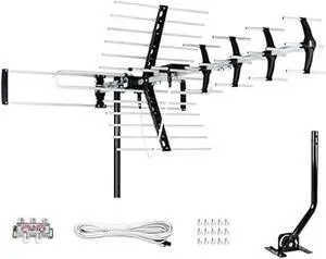 Five Star Outdoor HDTV Antenna up to 200 Mile Long Range, Attic or Roof Mount, Digital OTA Antenna for 4K 1080P VHF UHF Supports 4 TVs Installation Kit & J Mount, ATSC 3.0 Ready Five Star Outdoor HDTV Antenna up to 200 Mile Long Range, Attic or Roof Mount, Digital OTA Antenna for 4K 1080P VHF UHF Supports 4 TVs Installation Kit & J Mount, ATSC 3.0 Ready