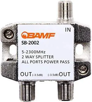 BAMF 2-Way Coax Cable Splitter, Bi-Directional MoCA 5-2300MHz  High-Performance Splitter for TV, Internet, or Satellite