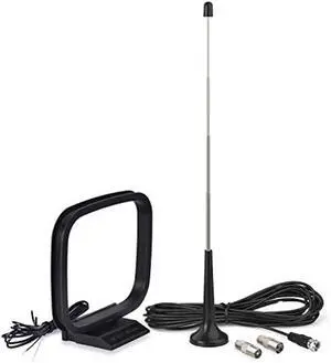 Bingfu Magnetic Base Telescopic FM Antenna and AM Loop Antenna for Pioneer Onkyo Yamaha Marantz Indoor Digital HD Radio FM Bluetooth Home Stereo Receiver AV Audio Video Home Theater Receiver Tuner