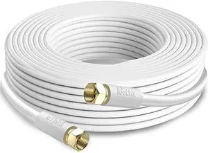 Postta Coaxial Cable(30 Feet) Triple Shielded Digital RG6 Antenna Cable with F-Male Connector Pin-White