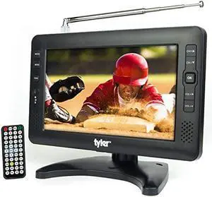 Tyler 9 1080p Portable TV LCD Monitor Rechargeable Battery Powered Wireless Capability HD-TV, USB, SD Card, AC/DC, Remote Control Built in Stand Small for Car Kids Travel