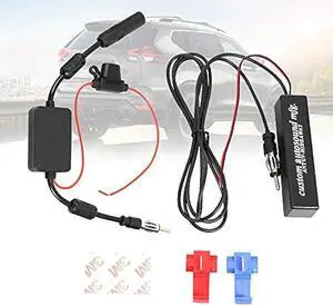 KSaAuto 12V Car Antenna Booster Stereo FM AM Radio Signal Amplifier Amp for Car Vehicle Truck SUV Boat Marine UTV RV Accessories FM Amplifier Audio Radio Stereo Media Head Unit Receiver Hidden Antenna