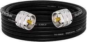 Superbat PL259 Coax Cable 15ft, UHF Male PL-259 CB Antenna Cable Extension RG58 Cable for HAM & CB Radio Antenna Analyzer Dummy Load SWR Meter etc.