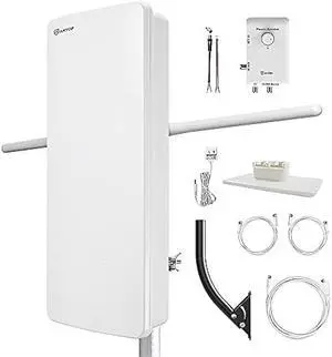 ANTOP - Hd Smart Booster Panel Indoor/Outdoor Tv Antenna with J Pole (AT-800SBSJ)