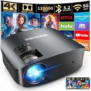 GooDee Projector 4K With WiFi And Bluetooth Supported, FHD 1080P Mini Projector For Outdoor Moives, 5G Video Projector For Home Theater Dolby Audio Zoom Portable Projector TV Stick PPT (YG600 Plus)