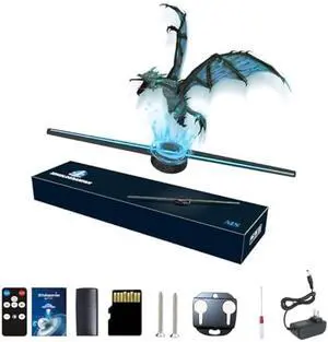 3DHologramFan, 42CM 3DHologramfan Projector HD LED Holographic Christmas Tree Advertising Display with Remote and Bluetooth and WiFi,1500 Video Library and for Business,Bar,Halloween Missyou 16.5 Inch
