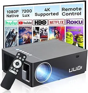 4K Projector,Native 1080P Projector for Outdoor Home,Movie Projector support 4K HD Video ±50° Digital Keystone & 300 Projection Area,Compatible with TV Stick,Laptop,PS5,X-Box,iOS Android