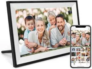Digital Photo Frame 10.1 Inch WiFi Digital Picture Frame IPS HD Touch Screen Smart Cloud Photo Frame with 32GB Storage, Auto-Rotate, Easy Setup to Share Photos or Videos Remotely via AiMOR APP (Black)