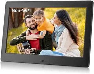 10.1 Inch USB Digital Picture Frame, Non-WiFi SD Card Smart Photo Frames IPS Screen HD Display with Remote Control, Support Video and Music, Slideshow, Wall Mountable, Easy to use for Seniors