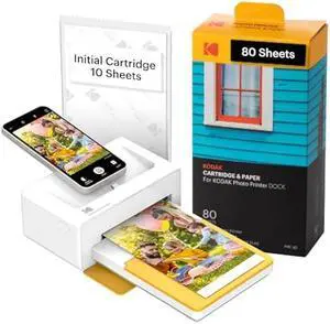 KODAK Dock Plus 4PASS Instant Photo Printer, 4x6 inches, 50 Sheets Bundle