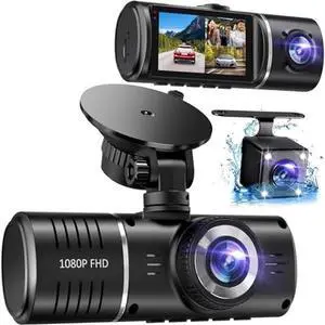 Dash Cam Front and Rear, 1080P Dash Camera for Cars, 3 Channel Car Camera Front Rear and Inside with 32GB Card, Loop Recording, Night Vision, HDR, 24Hr Parking, G-Sensor Dash Cam Front and Rear, 1080P Dash Camera for Cars, 3 Channel Car Camera Front Rear and Inside with 32GB Card, Loop Recording, Night Vision, HDR, 24Hr Parking, G-Sensor