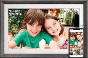 FRAMEO 15.6 Inch 32GB WiFi Large Digital Photo Frame 1920 * 1080 IPS FHD Touch Screen Smart Digital Picture Frame, Wall Mountable, Auto-Rotate,Share Moments Instantly via Frameo App from Anywhere