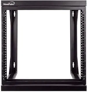 NavePoint 9U Open-Frame Server Rack for 19 IT Network Equipment & A/V Devices Free Standing or Wall Mount with 180 Degrees Gate Swing, Black