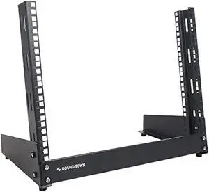 Sound Town 8U 2-Post Desktop Open-Frame Rack, for Audio/Video, Network Switches, Routers, Patch Panels (ST2PF-8LW)