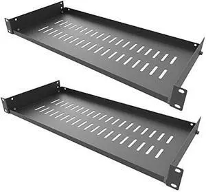 Jingchengmei 2 Pack of 1U Disassembled Vented Cantilever Server Rack Mount Shelf 8 (203mm) Deep for 19 Network Cabinet or Equipment Rack (8V2PC)