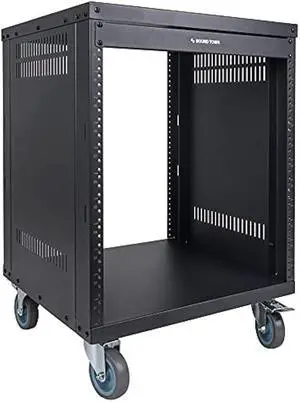 Sound Town 12U Universal Steel Rack, w/ 3 Locking Casters, Vented Side Panels for Audio Video, Server and Network Equipment (STRK-M12U)