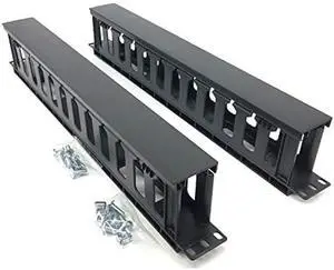 2 Pack 1U 12 Slot Horizontal Rack Mount Cable Management Organizer Plastic 19 Rack Mount with M6 Screws and Cage Nuts (PCMB12S2PC)