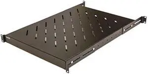 Navepoint 1U 19-Inch Fixed 4-Post Rack Mount Server Shelf with Adjustable Depth from 18-34 Inch Black