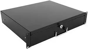 RAISING ELECTRONICS Drawer Server Cabinet Case 19 Inch Locking Rack Mount DJ Lockable Deep Drawer with Key (2U)