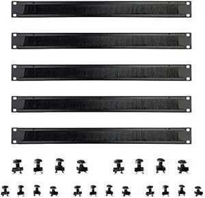 1U Brush Panel Disassembled Rack Mount Cable Management Panel, Horizontal Grommet Strip Server Rack for 19 Inch Rack or Network Cabinet-5Pack (1U-5PACKS)