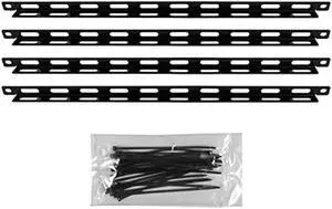 ECHOGEAR Rack Cable Management Tie Bar Kit - Includes 4X 1U Tie Bars, 24 Zip Ties, 8 Cage Nuts, & 8 Screws - Works with 19 Open Frame Racks & Enclosures