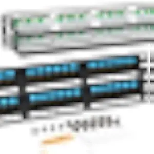 AMPCOM CAT6 48 Ports Patch Panel, Rack Mount - 2U, 19 inch, RJ45 Ethernet 568A 568B, 50u Gold Plated, with Rear Cable Management Bar