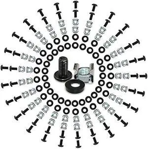 M6, 16mm Industrial Strength 60 Pack of Cage Nuts, Screws and Washers for Rack Mount Server Cabinet, Shelves, Routers and More Zinc Plated and Rust Free