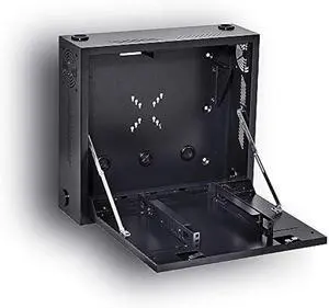 Kenuco Heavy Duty 16 Gauge Steel DVR Security Lockbox with Fan and Swing Open Top (24'' x 21'' x 8'' Black)