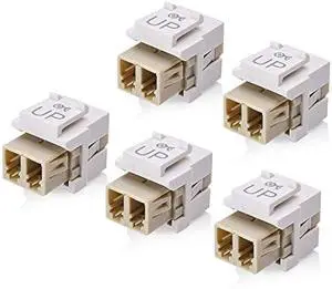 Cable Matters 5-Pack LC UPC Duplex Fiber Optic Keystone Coupler Jack, OM1/OM2/OM3/OM4 Multimode, OS2 Single Mode Support