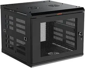 ECHOGEAR 9U Network Rack - Enclosed Wall Mount Rack Kit Includes 2X 1U Shelves, Pre-Mounted Fan, Lockable Door & Hardware - 600mm Depth Fits All Your AV Gear