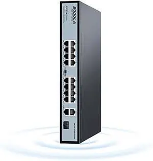 SODOLA 16 Port PoE Switch/16 PoE+ Ports 100Mbps, 2 Gigabit Ethernet Uplink&1 SFP Slot, 200W Built-in Power Supply, 802.3af/at, Plug & Play Unmanaged Network Switch for Surveillance