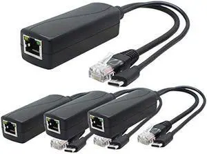 ANVISION 4-Pack 5V Gigabit PoE Splitter, USB Type C, 48V to 5V 2.4A Adaper, IEEE 802.3af Compliant