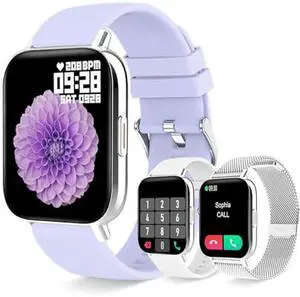 Smart Watch for Women(Answer Call/Dial) Waterproof Smartwatch for Android iOS Phones 1.7 Inches Fitness Tracker with Pedometer Heart Rate Sleep Monitor Digtal Watch Silver