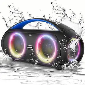 Gemini Portable Bluetooth Boombox Speaker with Deep Bass, LED Party Lights, FM Radio, USB, Mic Input & 7-Hour Battery  Rechargeable Wireless Speaker for Travel, Gym, or Home Use (GGO-230L)