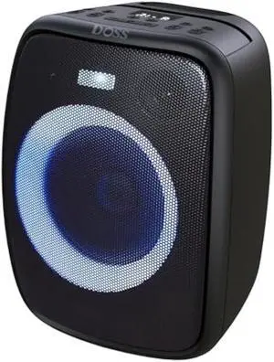 DOSS PartyBoom Bluetooth Speaker Loud with 120W Stereo Sound, 2.1 Channel System, Punchy Bass, Lights Show, Splash Proof Design, PartySync, Mic and Guitar Inputs, Outdoor Speaker for Party