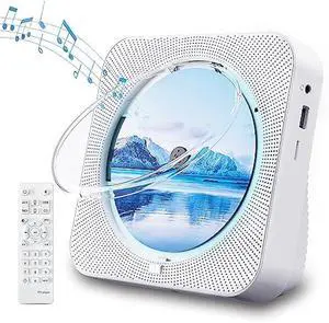 CD Player Portable Bluetooth 5.1 Desktop CD Player with HiFi Sound Speakers,Remote Control,Dust Cover,LED Display,Boombox FM Radio,USB/AUX for Home,Kids (White)