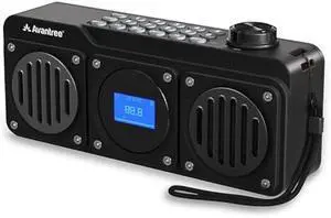 Avantree Boombyte - Portable Digital FM Radio with Bluetooth Speaker, Superb Sound, Metal Finish, MP3 Player, Support Micro SD Card & USB Audio Input, Long Play Time, Rechargeable, Easy to Use - Black