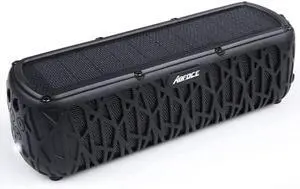 Solar Bluetooth Speaker 60 Hours Play Time 5000mAh Power Bank Outdoor Portable Wireless Dual Speaker with Mic Stereo Sound Bass, for Home, Hiking, Travel, Riding, Beach, Camping-Black