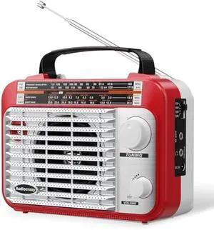 AM/FM/SW1-2 Radio Shortwave Transistor Radio AC or Battery Operated with Best Reception Big Speaker and Precise Tuning Knob with AUX in & 3.5mm Earphone Jack