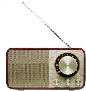 FM Radio with Bluetooth Retro Bluetooth Speaker Vintage Radio with SD/USB Memory Music Player Function, Wireless Streaming from Smartphone, Up to 10 Hours Playback (Walnut)