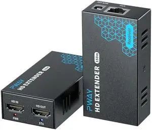 PWAY HDMI Extender 500ft Over Single Cat5e/6, One to Multiple Monitors by Gigabit Ethernet Switch, Full HD 1080P@60Hz Video Extended