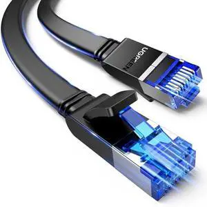 UGREEN Ethernet Cable 50FT, Cat 8 Ethernet Cable with 40Gbps 2000Mhz High Speed, Shielded Heavy Duty Flat Internet Cable Compatible for Gaming PC PS4/5/6 Xbox Modem Router, Include 20 Cable clipes