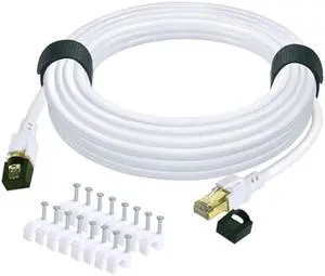 Cat 8 Ethernet Cable 40ft Internet Network LAN Patch Cable Cord Shielded High Speed 40Gbps 2000Mhz RJ45 Cables for Gaming, Router, PS4, Xbox - Compatible with Cat7/Cat6a/Cat5e Network - White