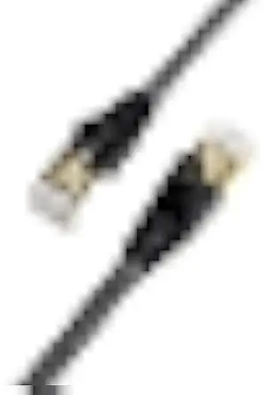 Tera Grand - 50FT - CAT7 10 Gigabit Ethernet Ultra Flat Patch Cable for Modem Router LAN Network - Braided Jacket, Gold Plated Shielded RJ45 Connectors, Faster Than CAT6a CAT6 CAT5e, Black & White